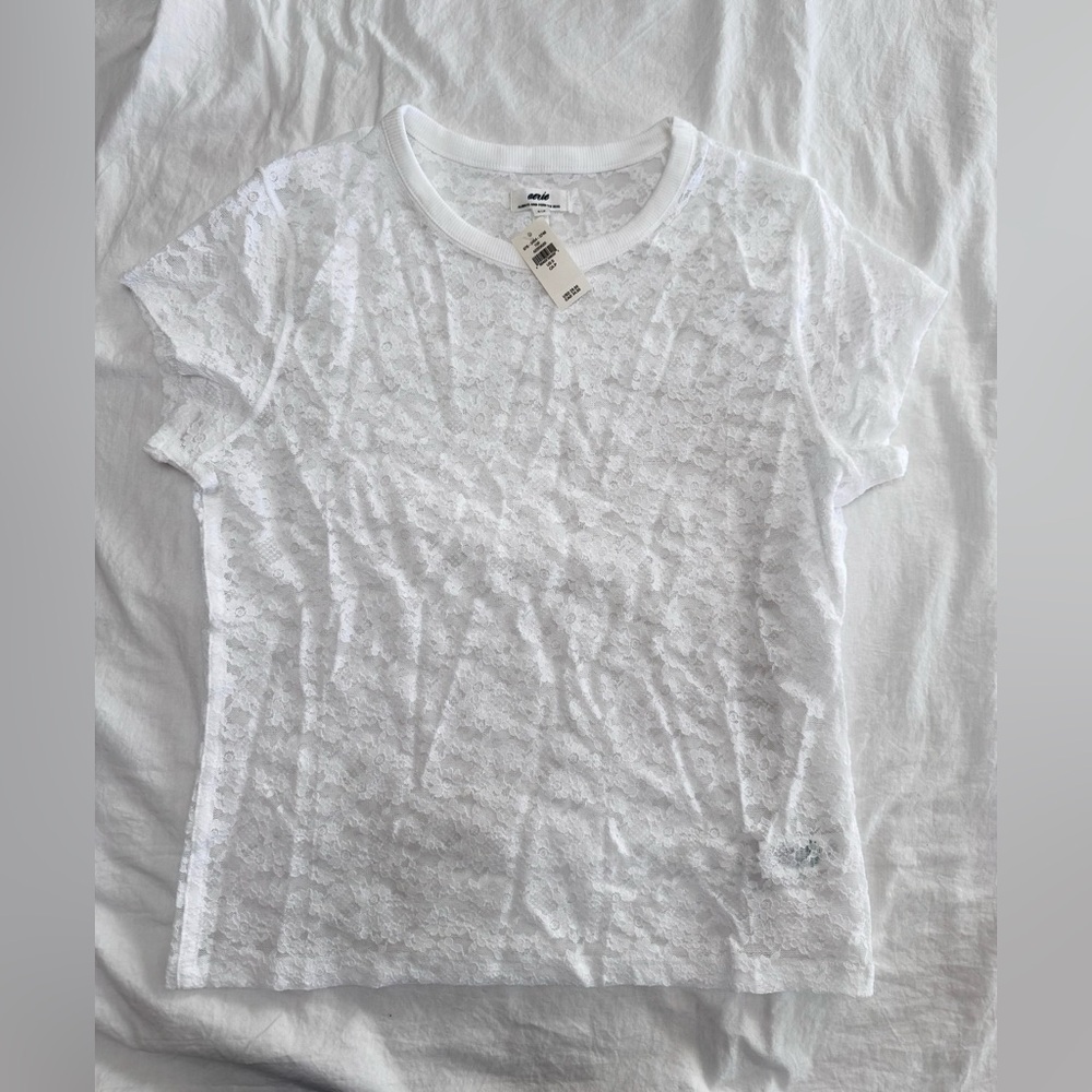 Aerie Vintage White Lace Short Sleeve size Medium, 90’s, Y2K, whimsy - Picture 2 of 4